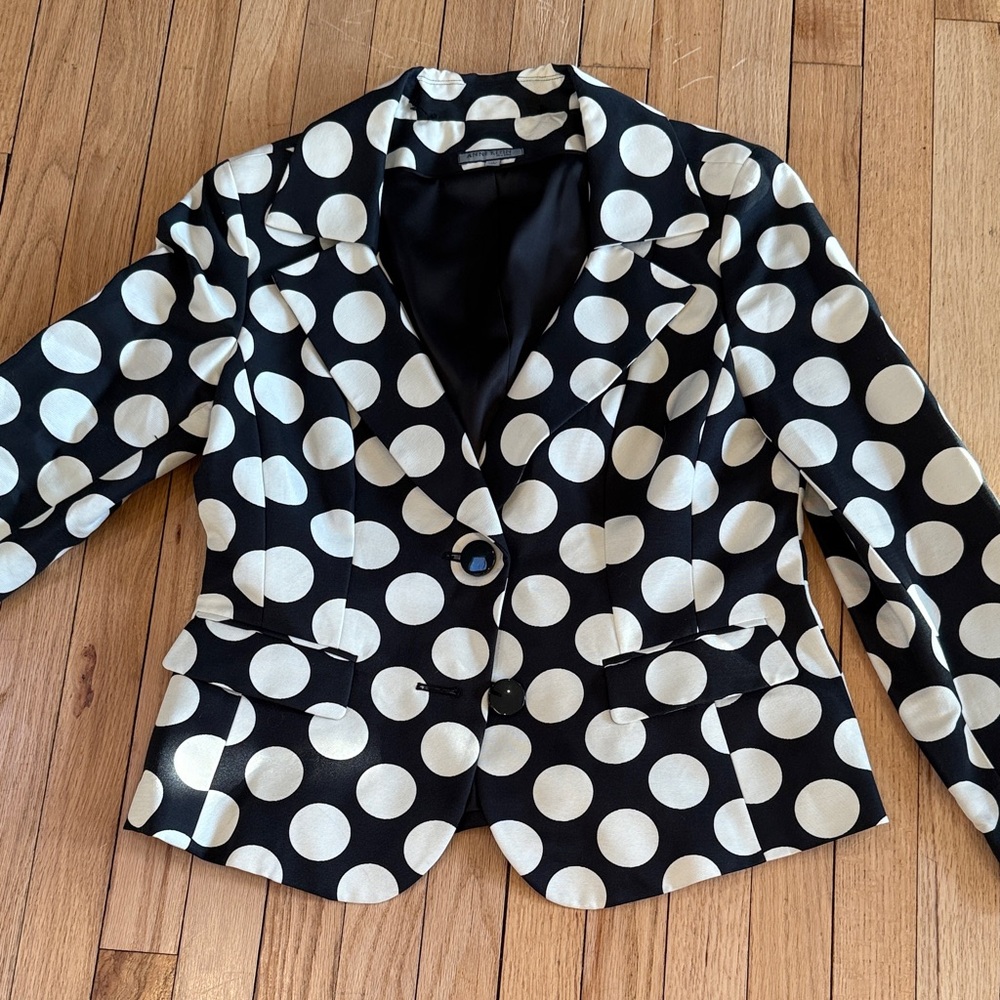 Anne Klein Black and White Polka Dot Blazer